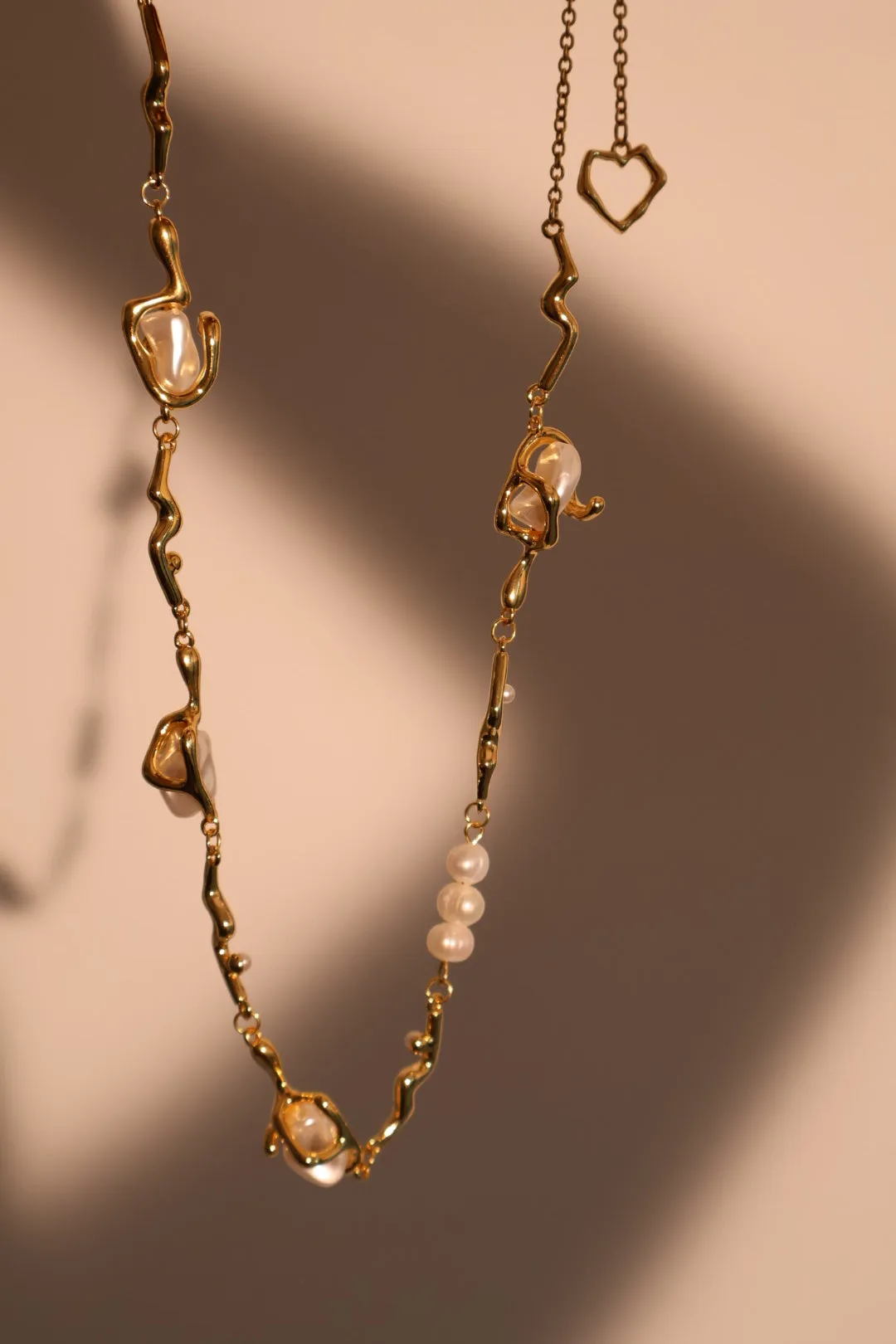 18K Real Gold Plated White Pearls Necklace