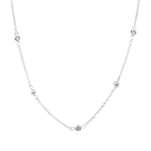 45cm Station Necklace with Cubic Zirconia in Sterling Silver