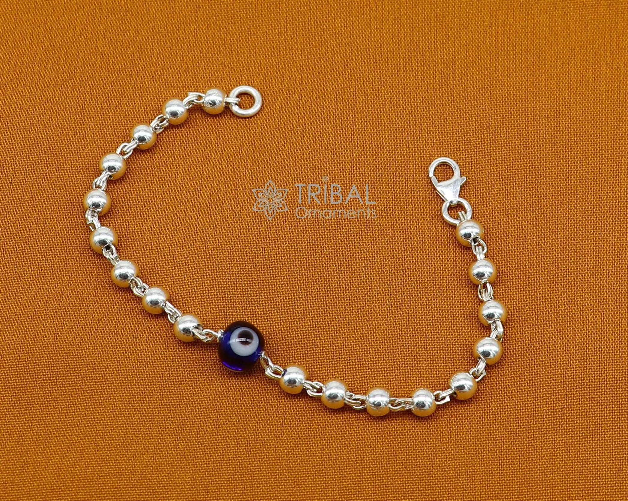 All sizes evil eye with 925 sterling silver beaded bracelet or anklet for girls and kids/your baby, silver Nazariya/nazarbattu bbr502
