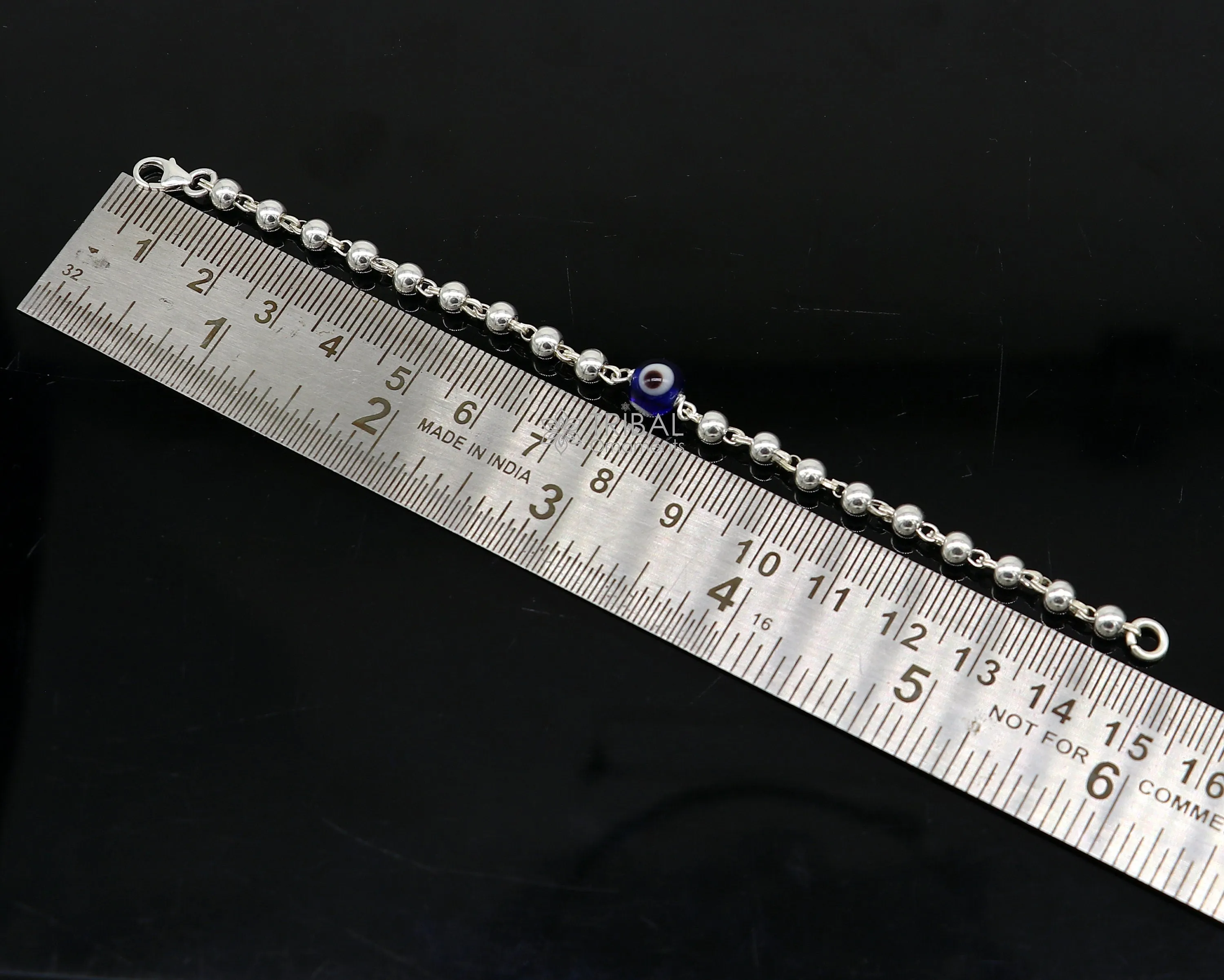 All sizes evil eye with 925 sterling silver beaded bracelet or anklet for girls and kids/your baby, silver Nazariya/nazarbattu bbr502