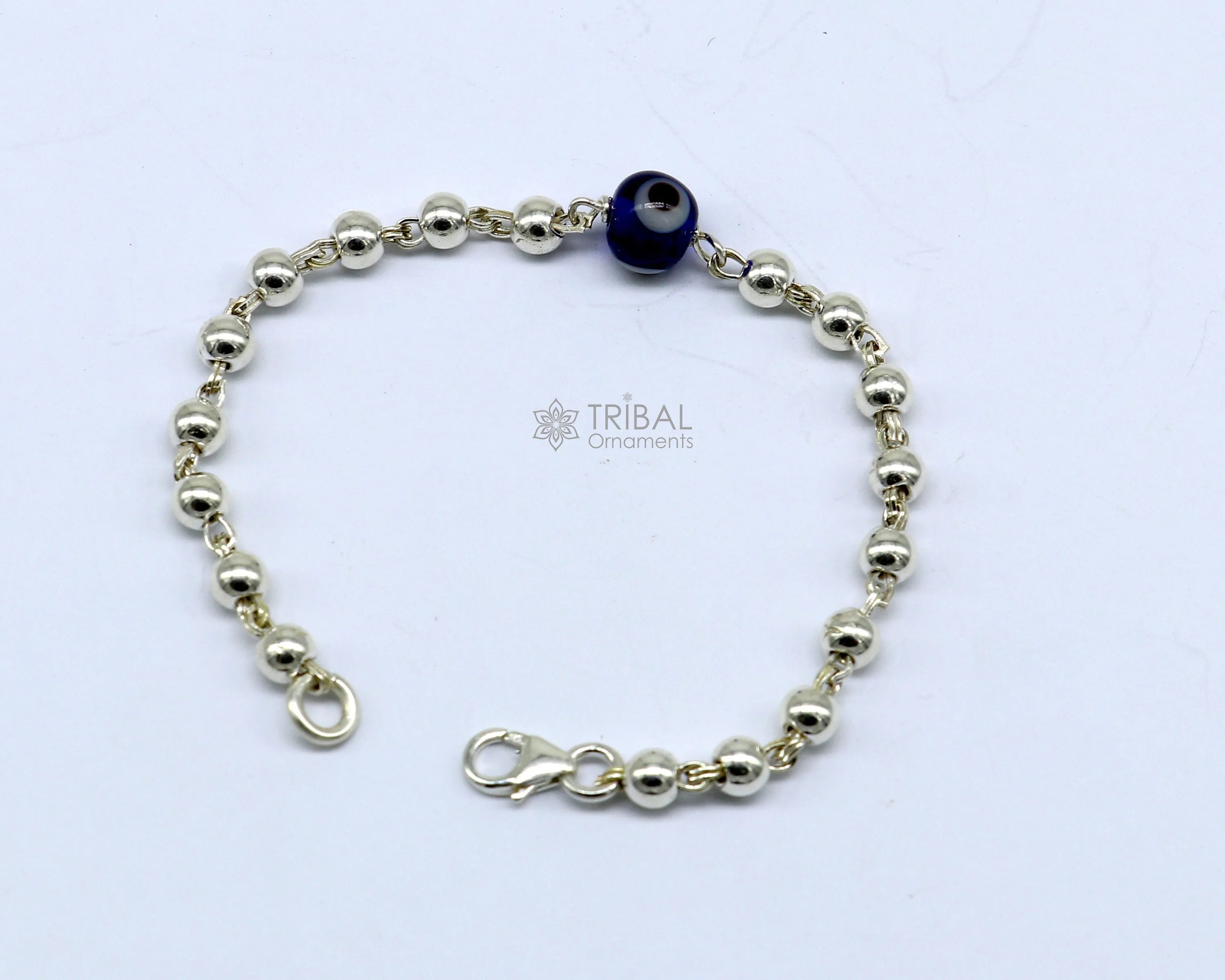 All sizes evil eye with 925 sterling silver beaded bracelet or anklet for girls and kids/your baby, silver Nazariya/nazarbattu bbr502