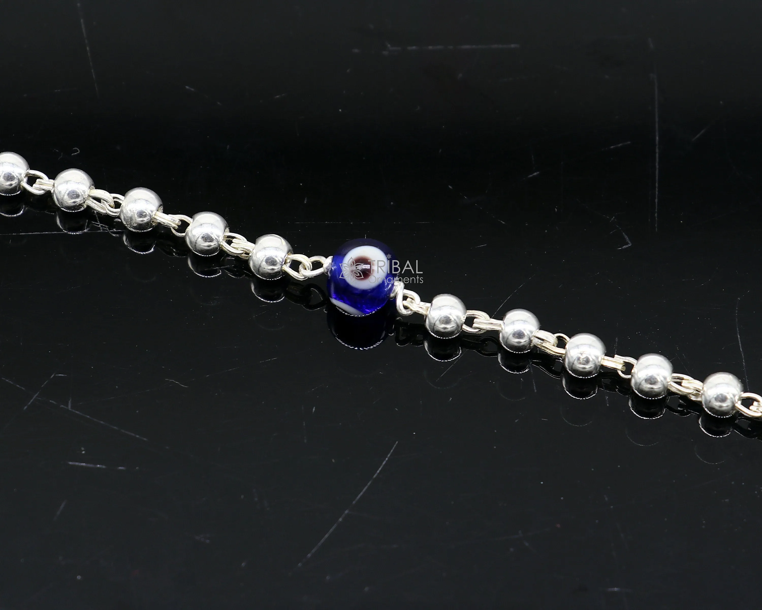 All sizes evil eye with 925 sterling silver beaded bracelet or anklet for girls and kids/your baby, silver Nazariya/nazarbattu bbr502