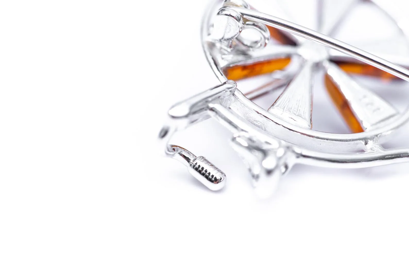 Amber Detail Penny Farthing Brooch | Handmade Sterling Silver