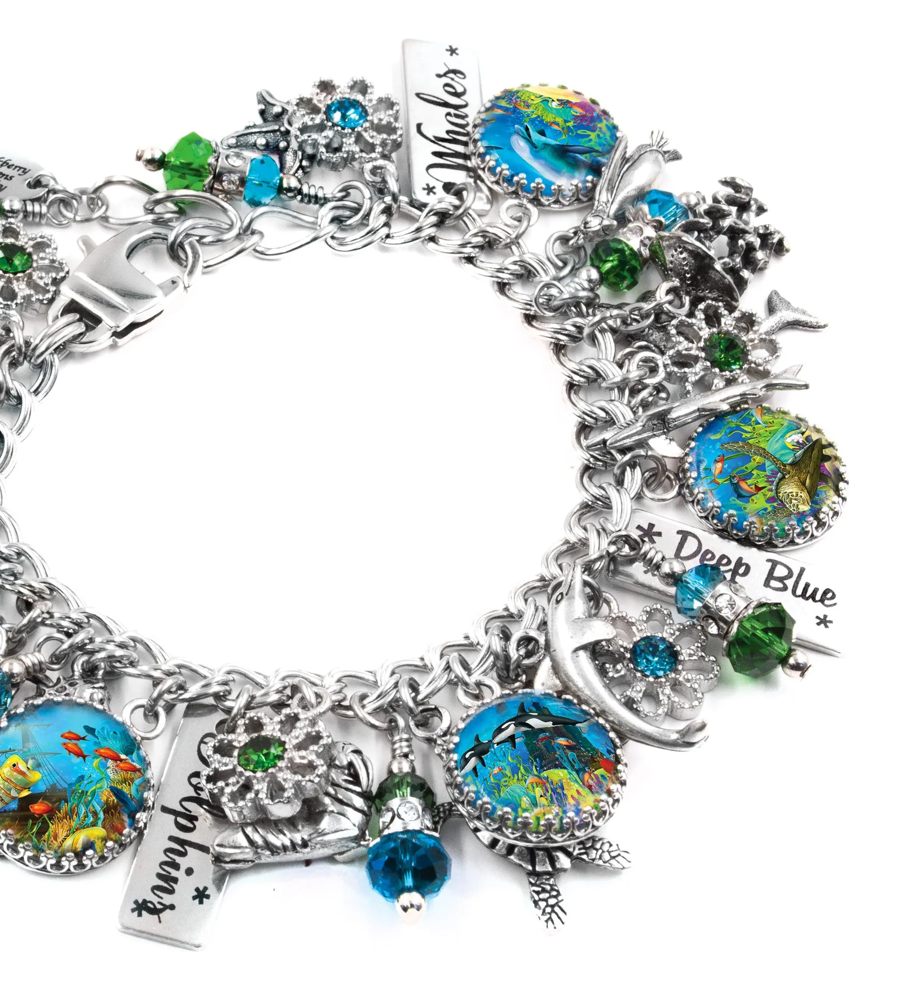Beachy Charm Bracelet with Crystals