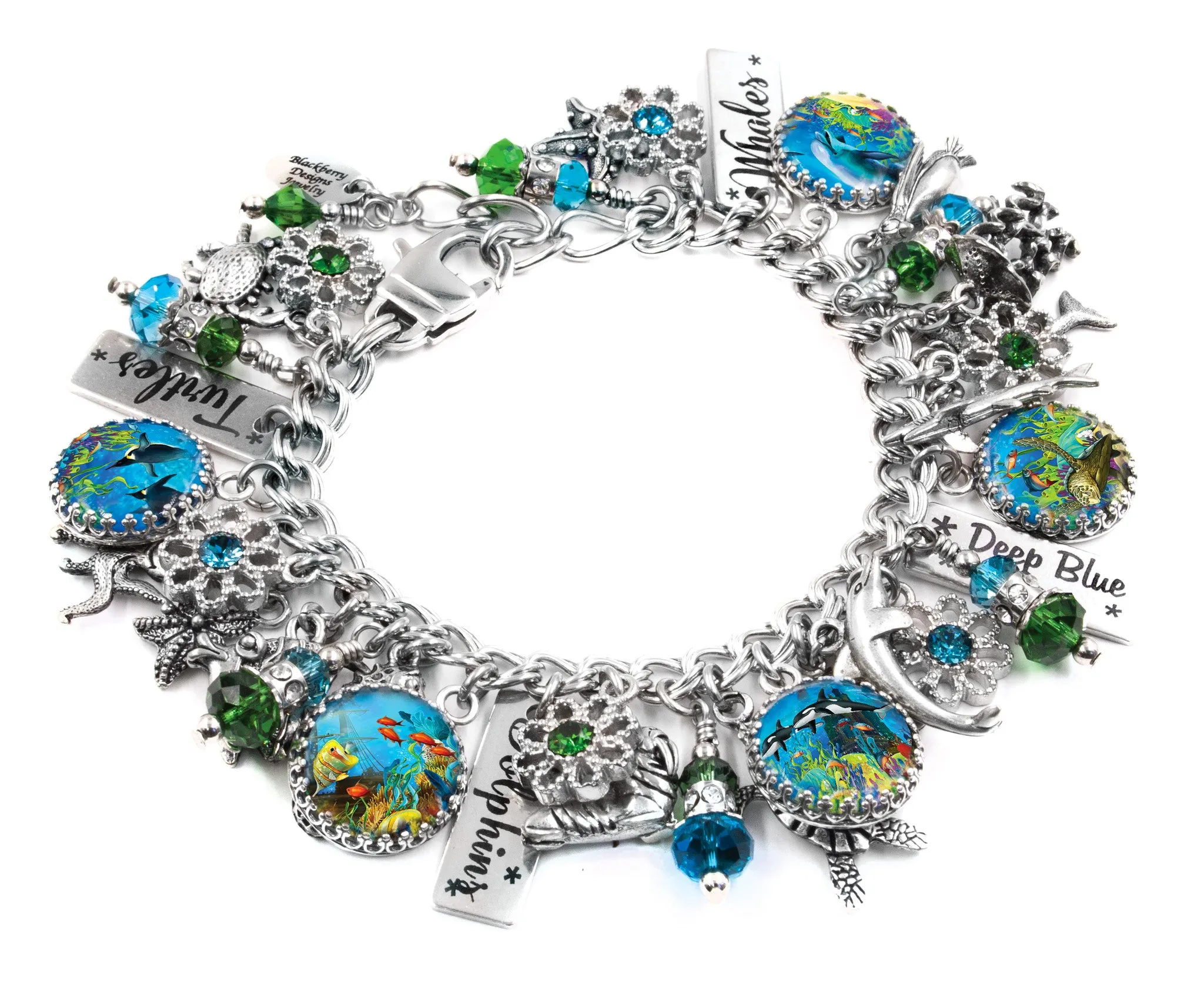 Beachy Charm Bracelet with Crystals