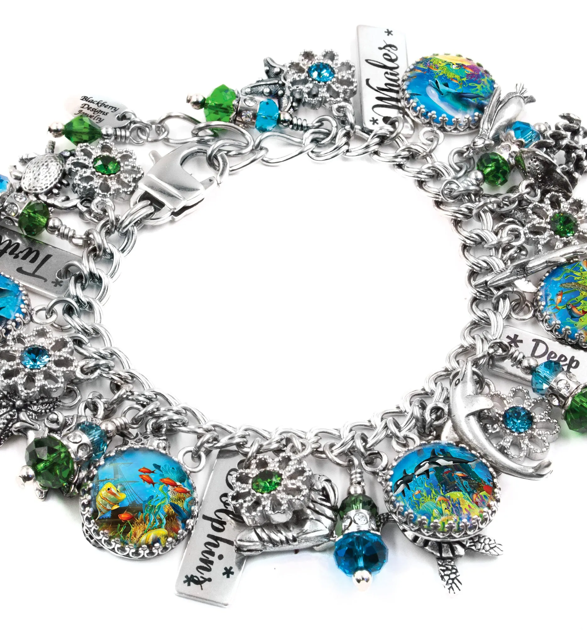 Beachy Charm Bracelet with Crystals