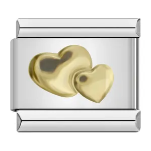 Big and Small Gold Hearts Charm