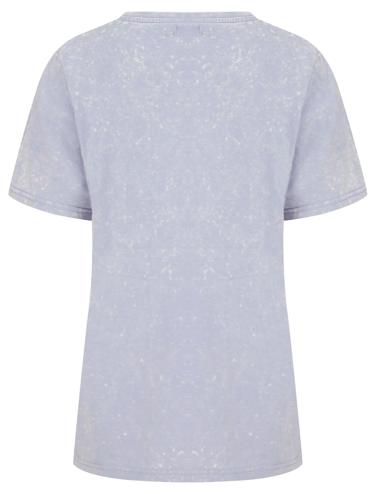 Bloom Motif Acid Wash Cotton T-Shirt in Aleutian Blue - Weekend Vibes