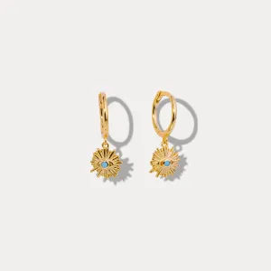 Blue Eyes Sun-Shape Drop Hoops Earrings