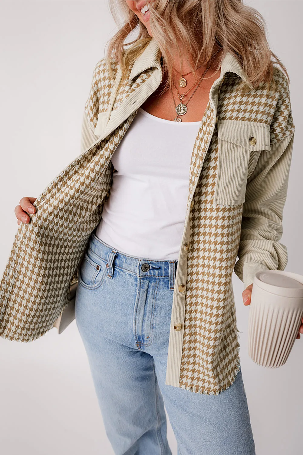 Casual Corduroy Shirt with Patch Pockets