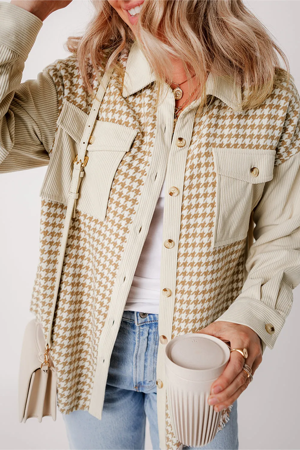 Casual Corduroy Shirt with Patch Pockets