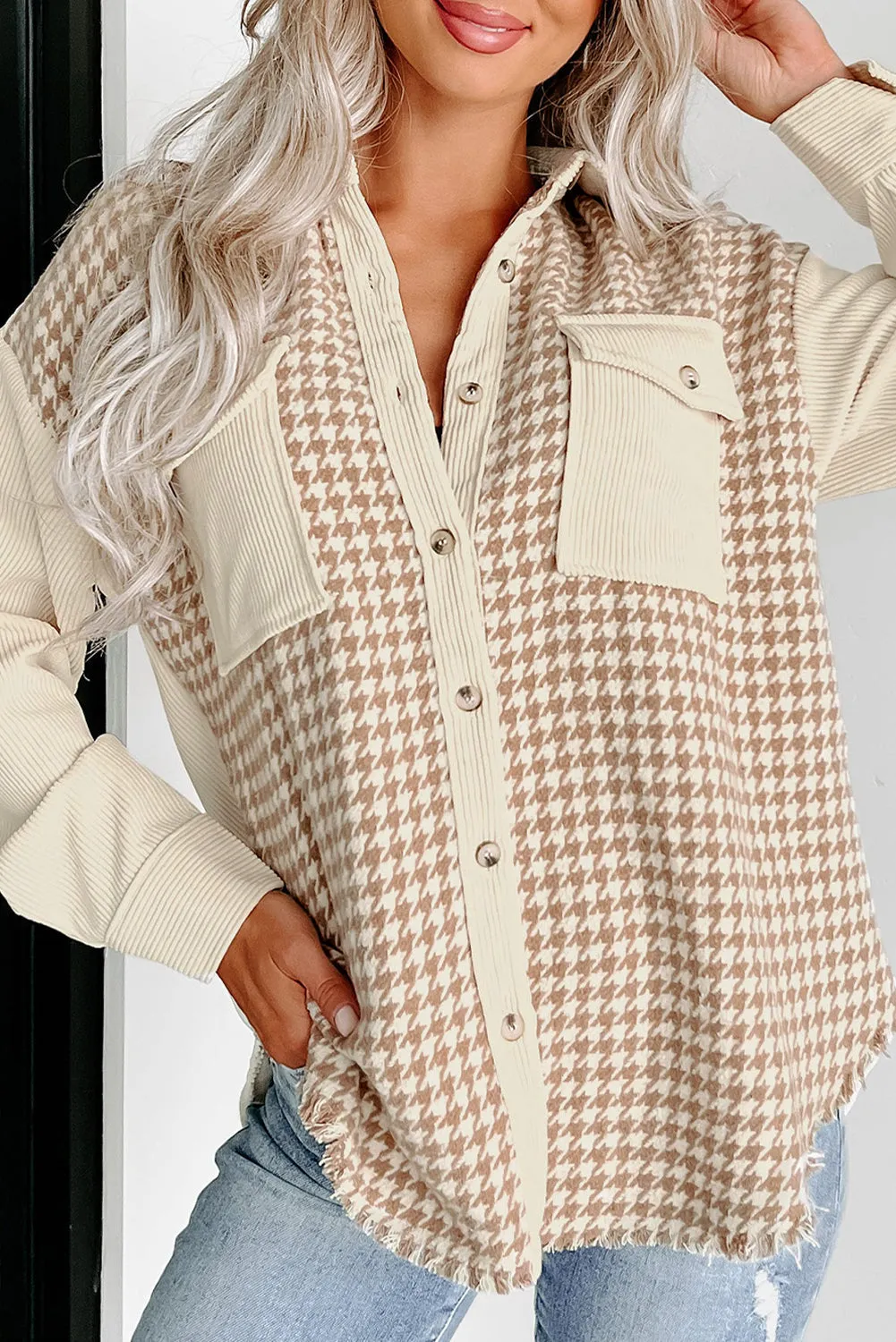 Casual Corduroy Shirt with Patch Pockets