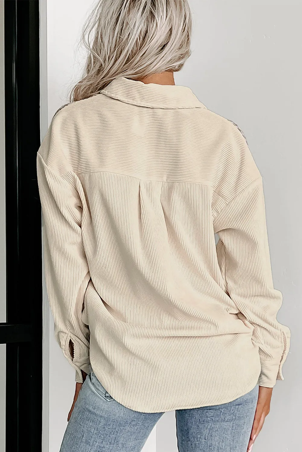 Casual Corduroy Shirt with Patch Pockets