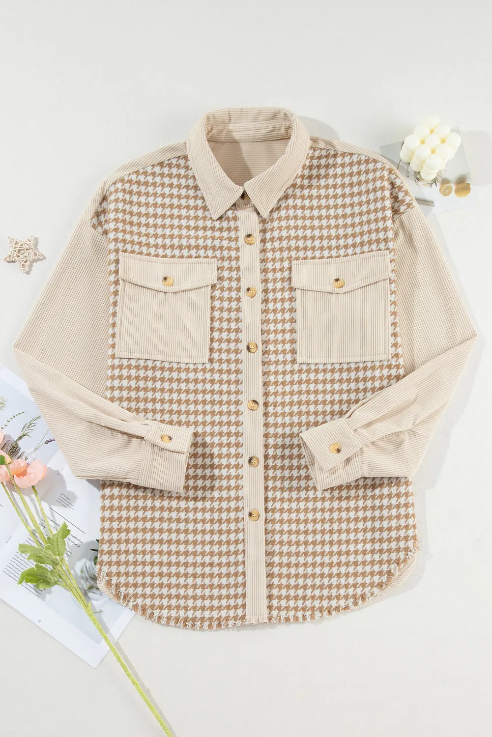 Casual Corduroy Shirt with Patch Pockets