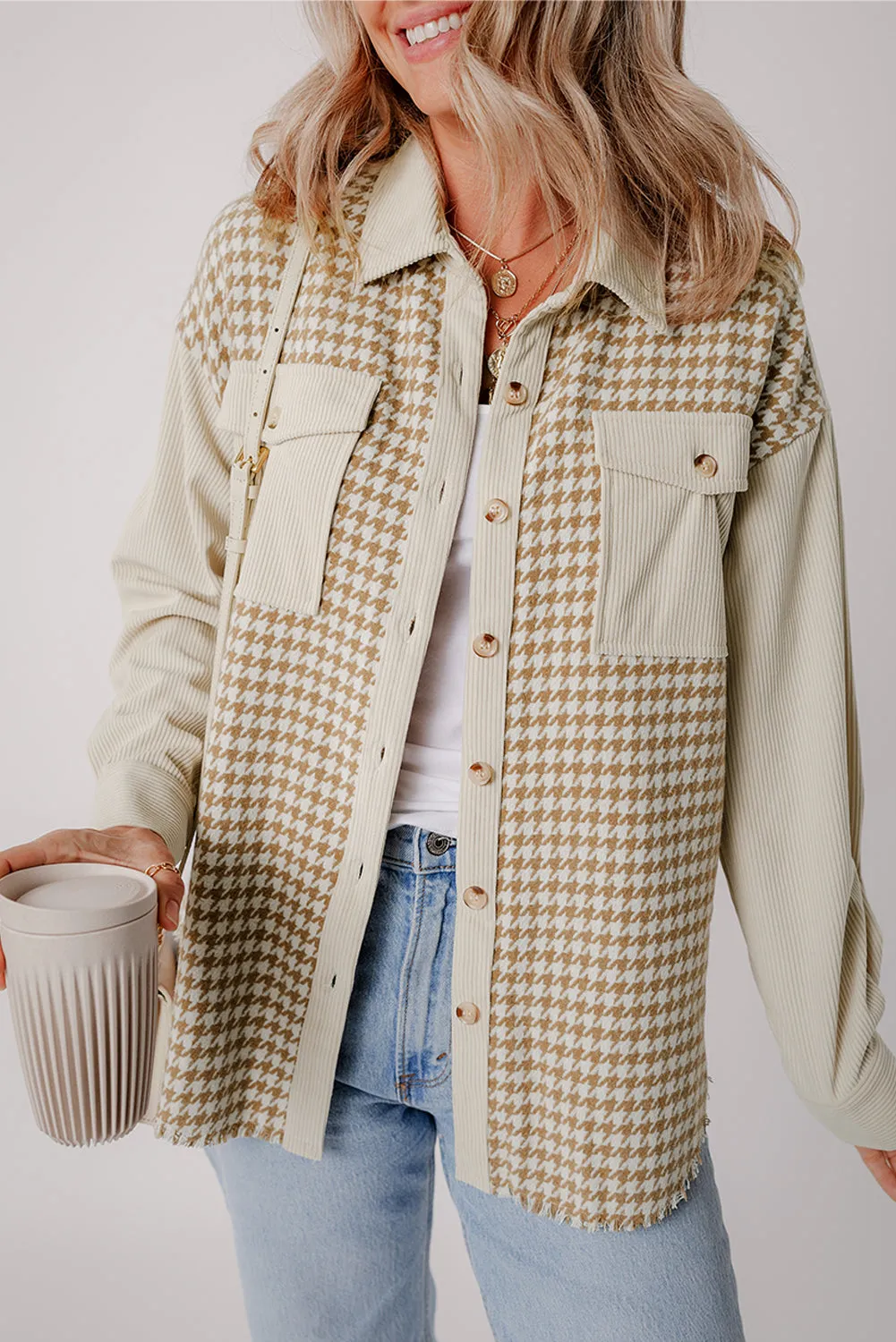 Casual Corduroy Shirt with Patch Pockets