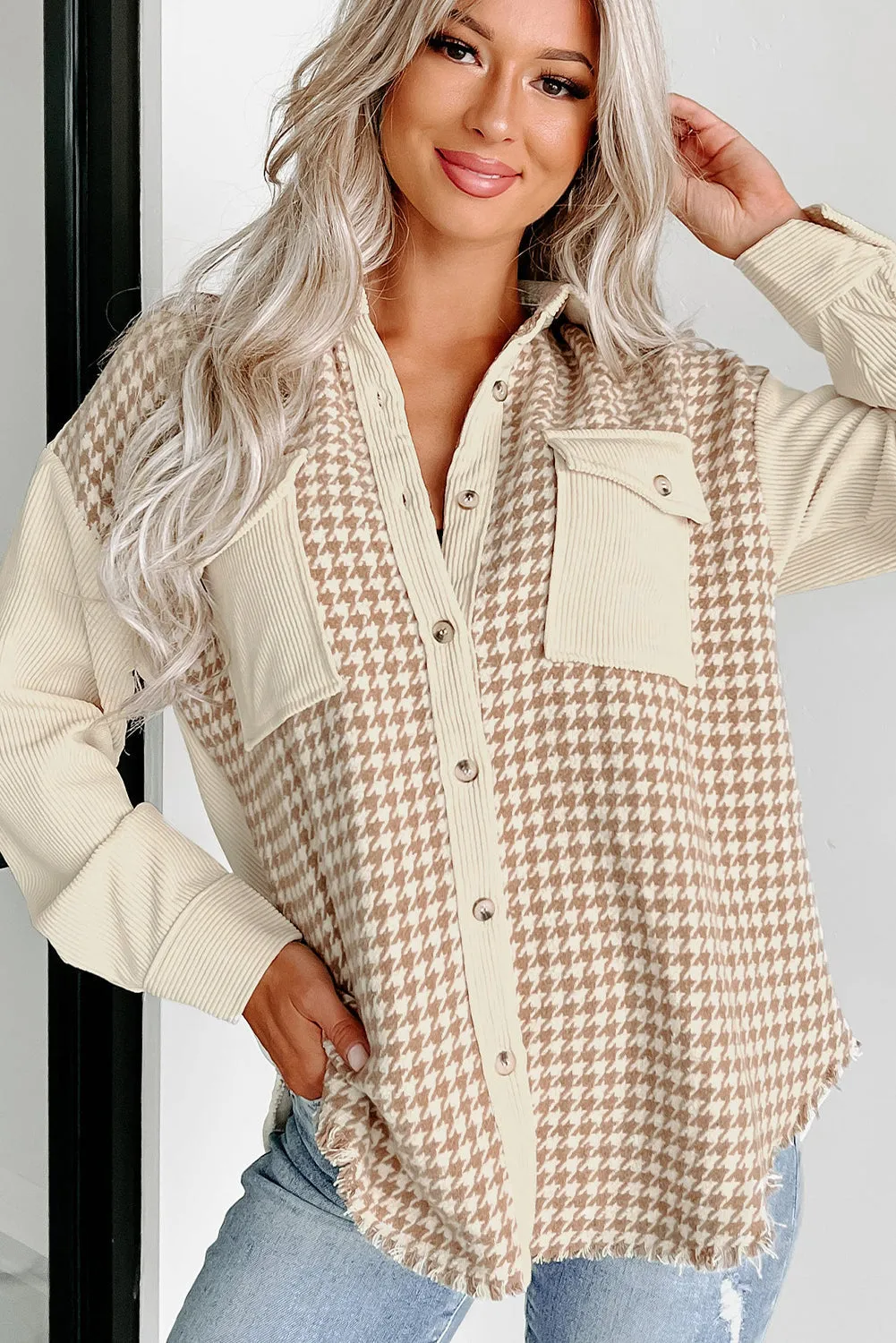 Casual Corduroy Shirt with Patch Pockets