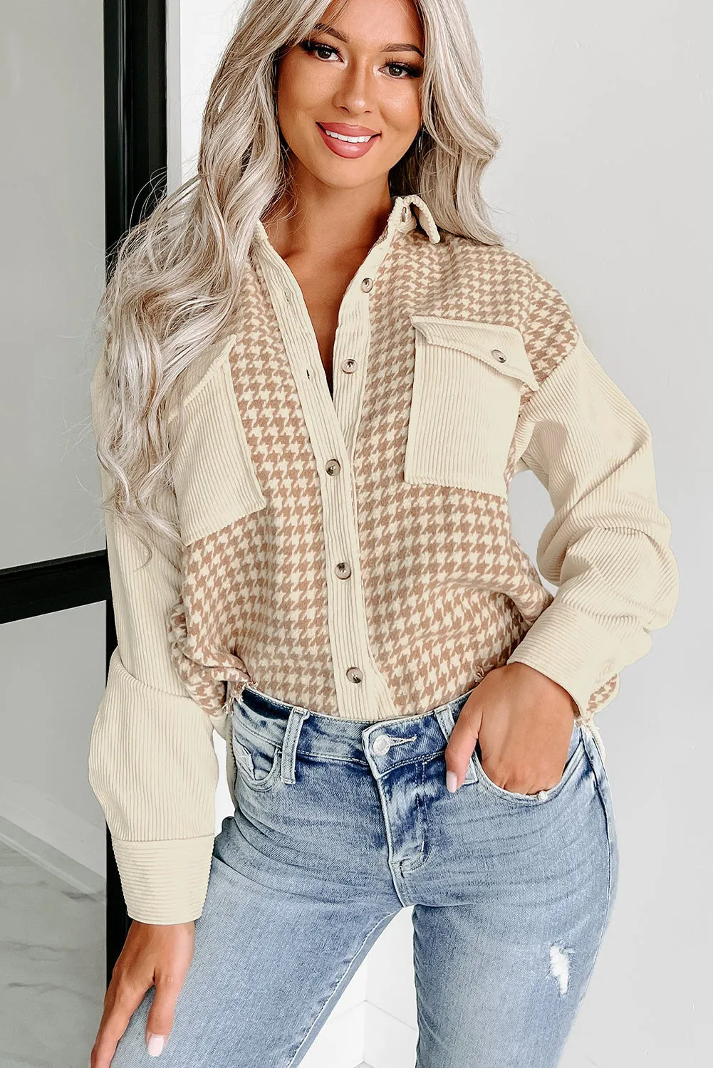 Casual Corduroy Shirt with Patch Pockets