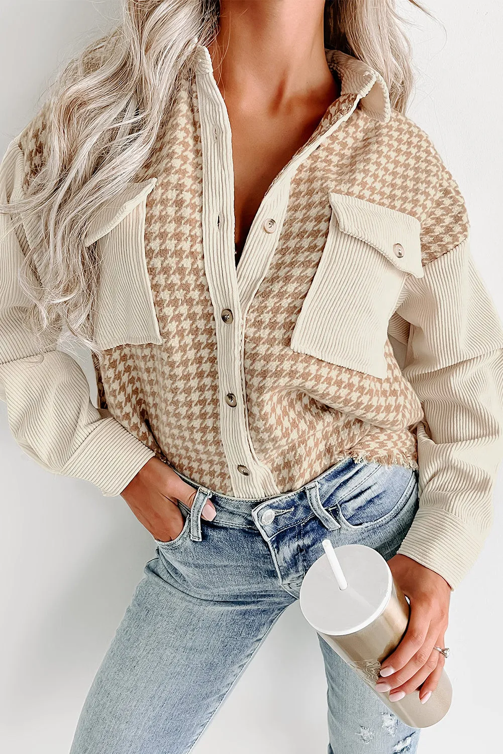 Casual Corduroy Shirt with Patch Pockets
