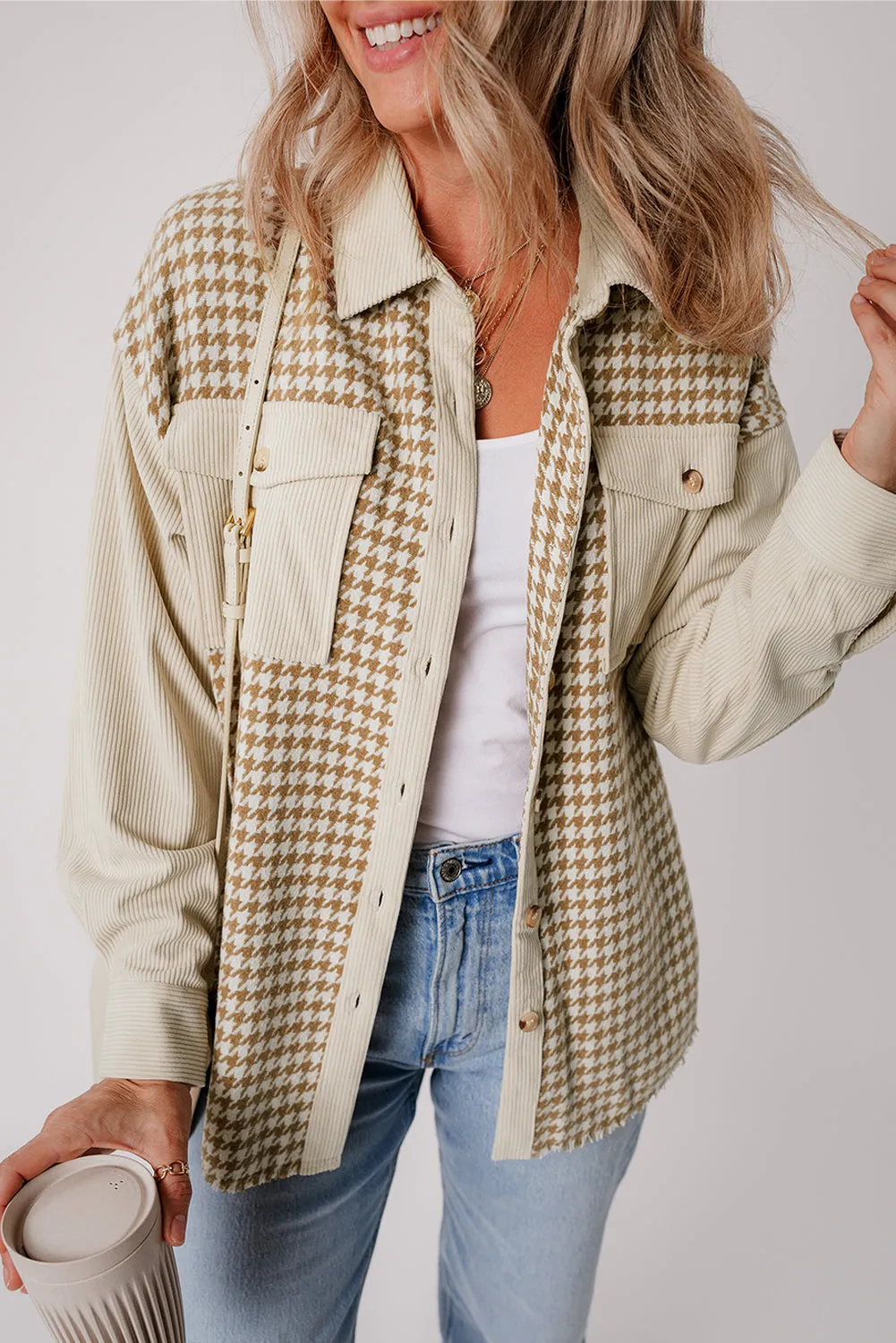 Casual Corduroy Shirt with Patch Pockets