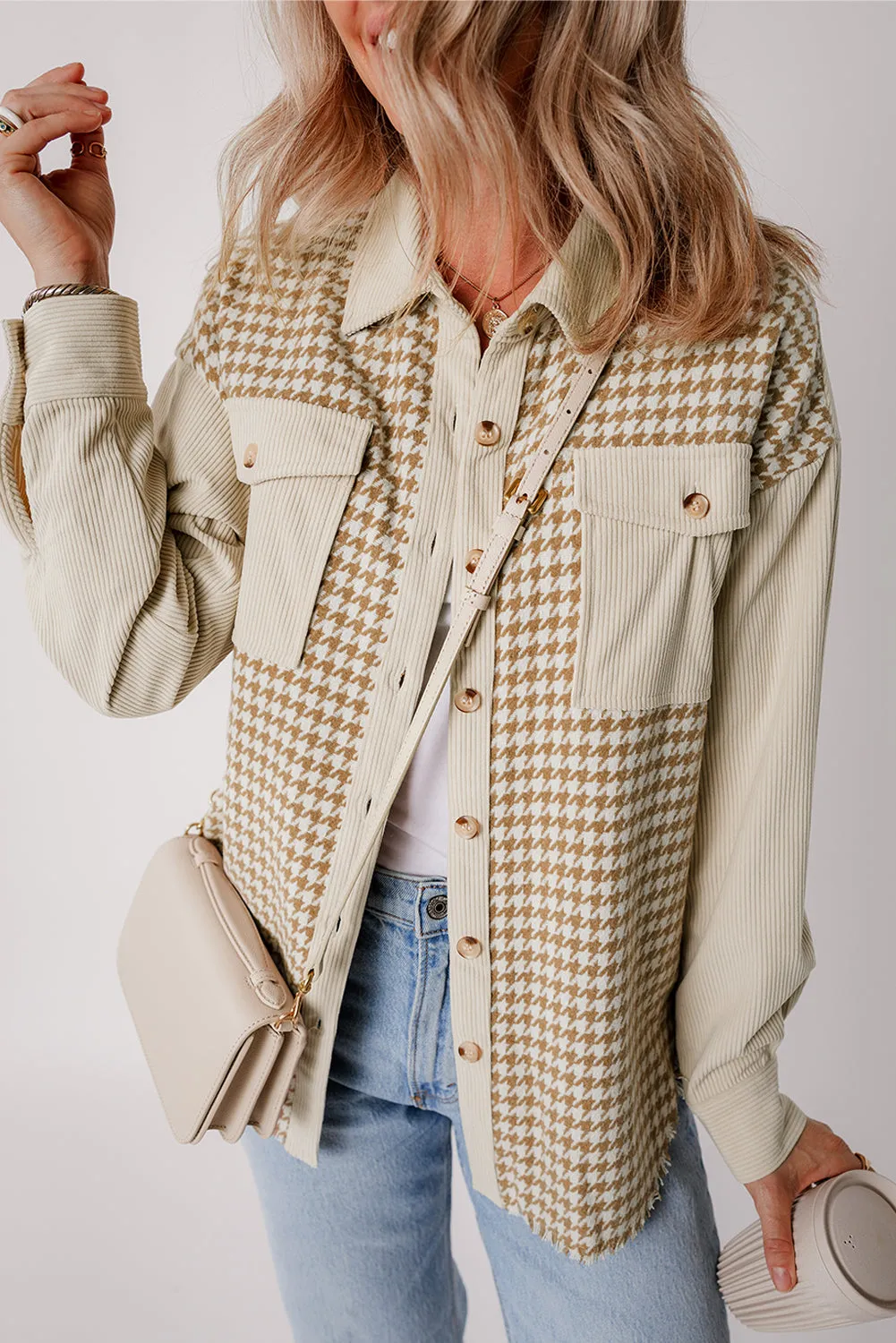Casual Corduroy Shirt with Patch Pockets