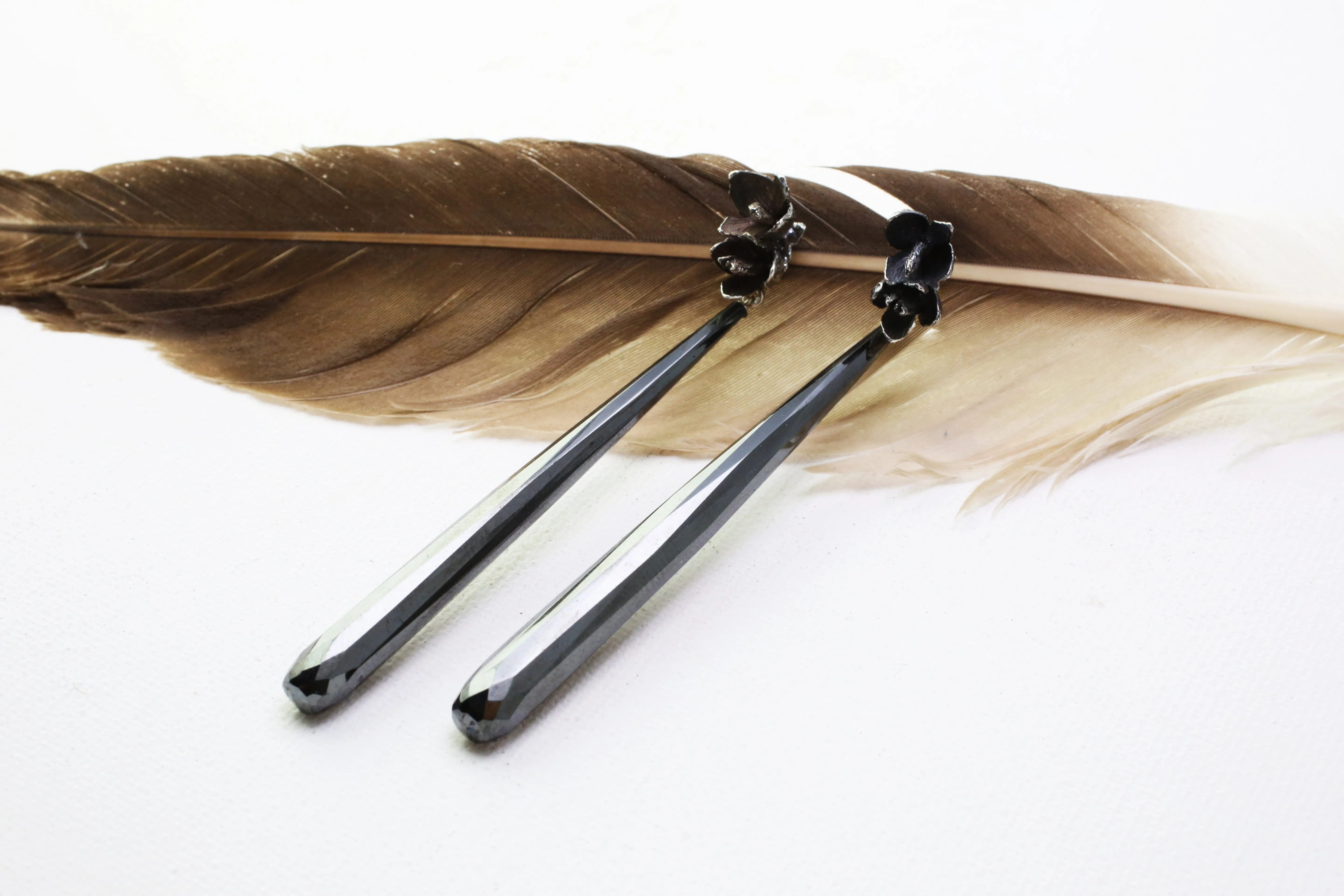 Cedar Flowers Hematite Drops