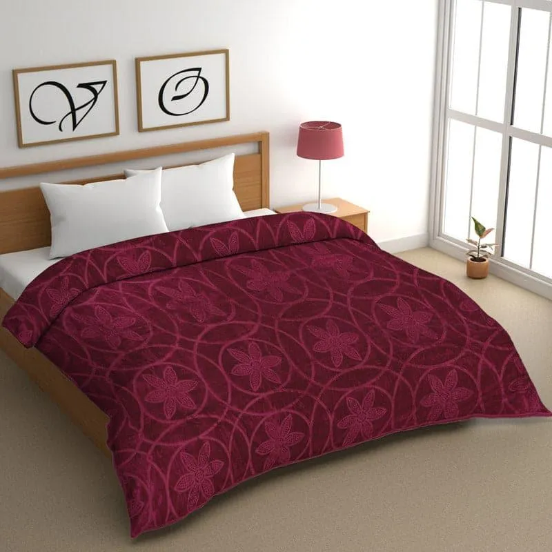 Cozy Cocoon Acrylic Wool Blanket (Cherry)  - 380 GSM