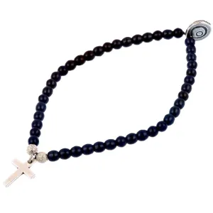 Cross Charm Glass Bead Bracelet