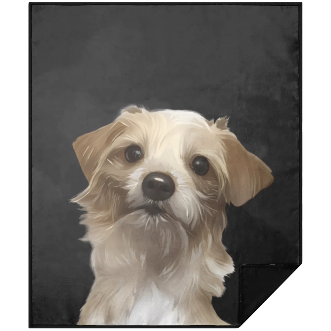 Custom Dog Portrait Sherpa Blanket| Onyx