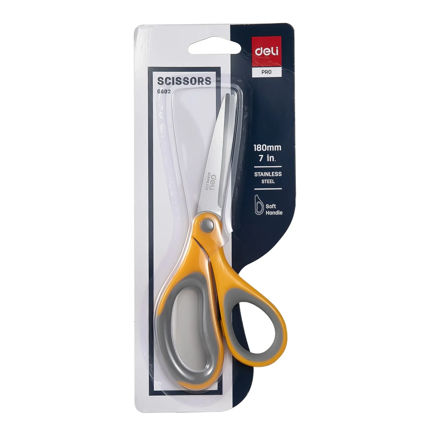 Deli Soft-touch Scissors 180mm Yellow