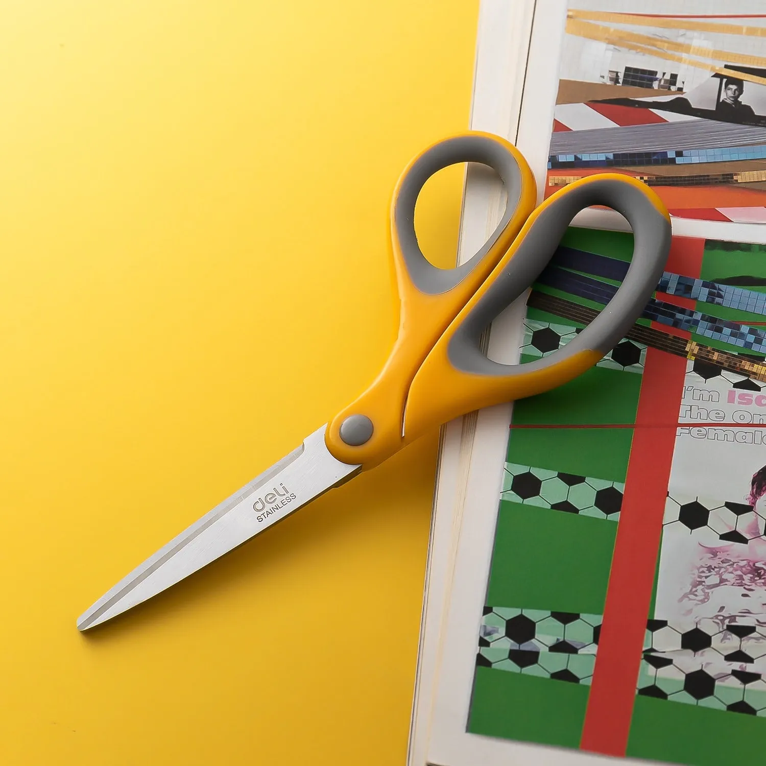 Deli Soft-touch Scissors 180mm Yellow
