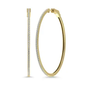 Diamond 1 5/8 Ct.Tw. Oval Shape Hoop Earrings in 10K Yellow Gold (2.5 inches)