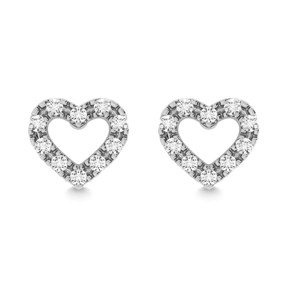 Diamond 1/20 Ct.Tw. Heart Earrings in 10K White Gold