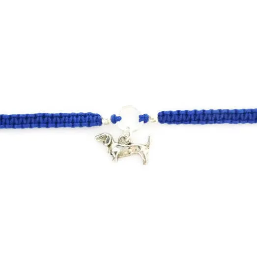 Dog Bracelet - Sausage Dog Macrame Charm Bracelet. Dachshund Friendship Bracelet. Stacking Bracelet. Choice of Colours.