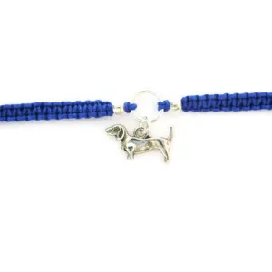 Dog Bracelet - Sausage Dog Macrame Charm Bracelet. Dachshund Friendship Bracelet. Stacking Bracelet. Choice of Colours.