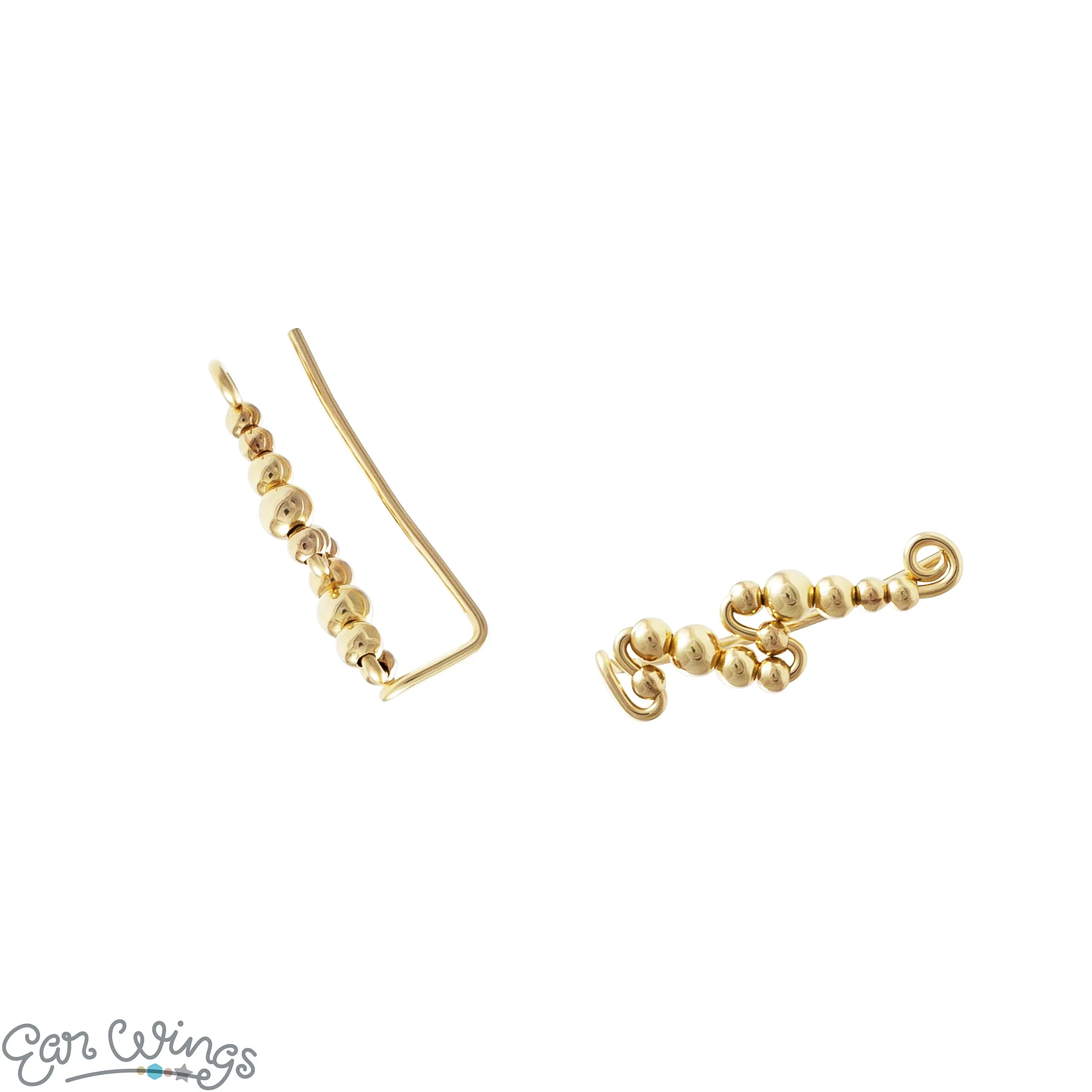 Ear Wings Round Beads 14ct Yellow Gold
