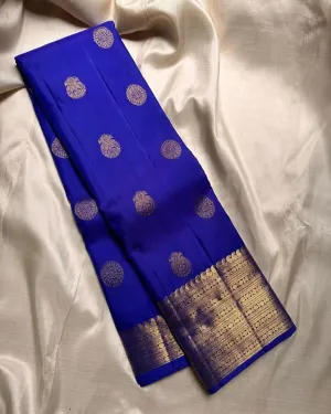 Enticing Royal Blue Soft Silk Saree With Tremendous Blouse Piece