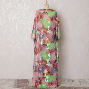 Exotic Floral Silk Chiffon Dirac Fabric with Lurex - 140cm, 3.5 Mtrs Piece - Shop Online-D18205