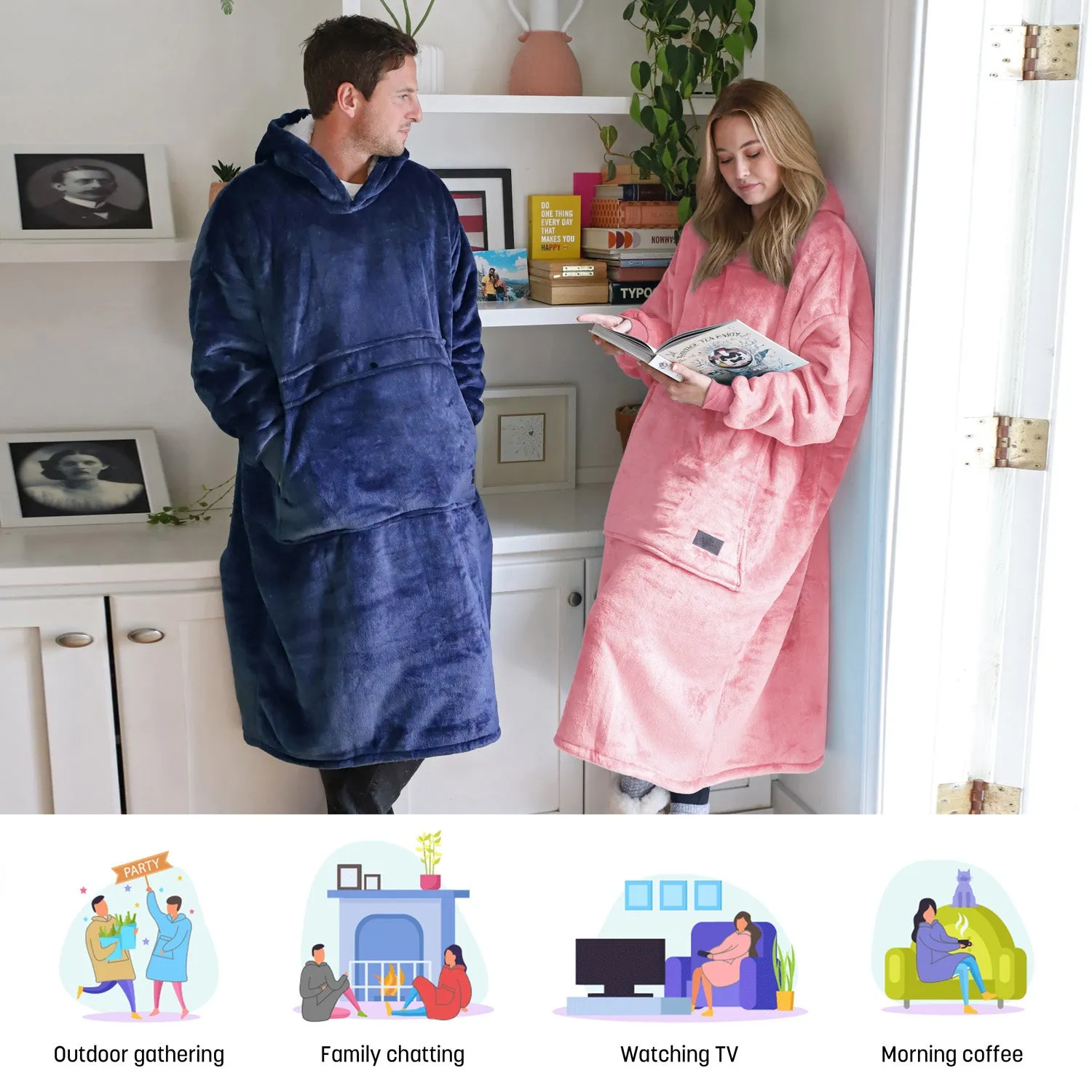 Extra Long Sherpa Oversize Hoodie Blanket