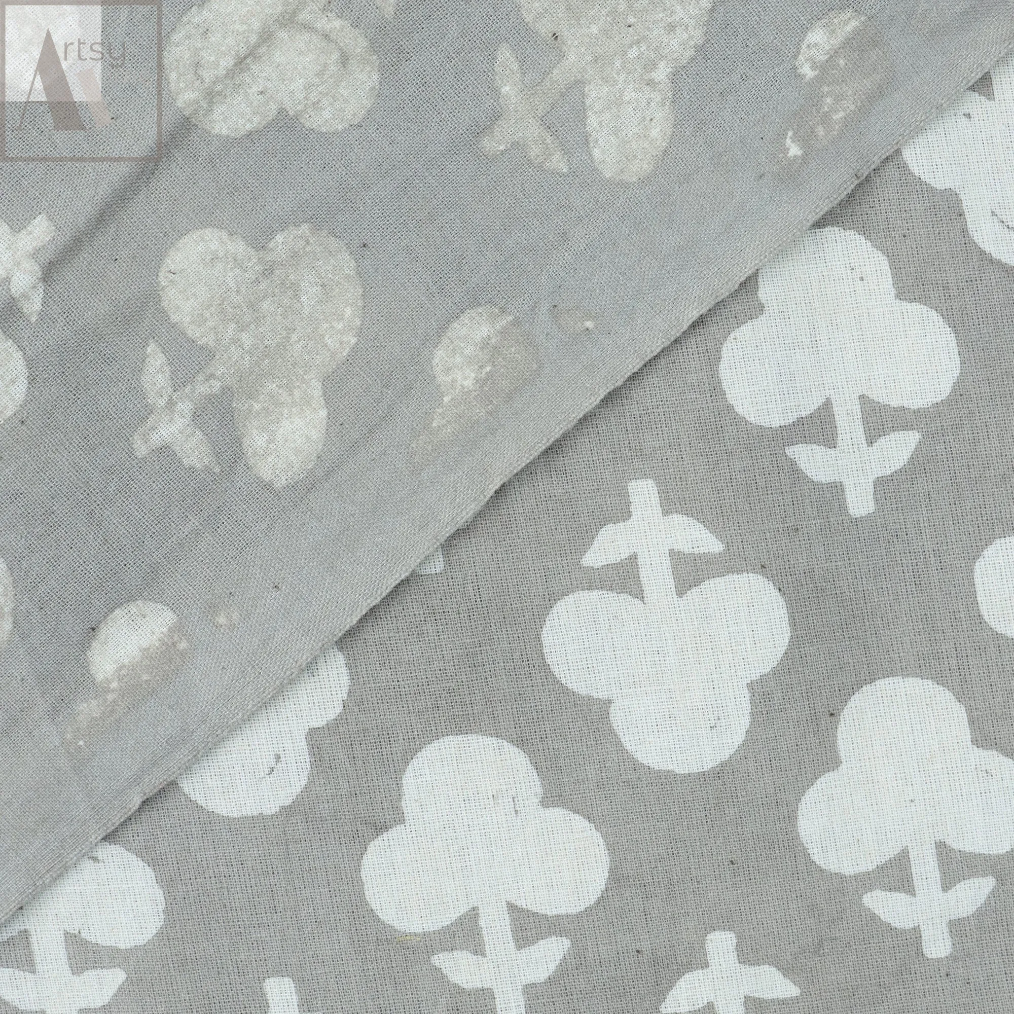 Floral Block Printed Voile Pure Cotton Fabric