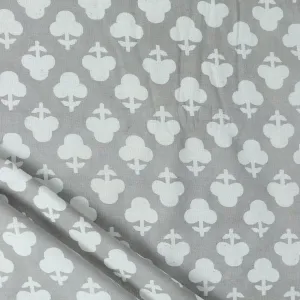 Floral Block Printed Voile Pure Cotton Fabric