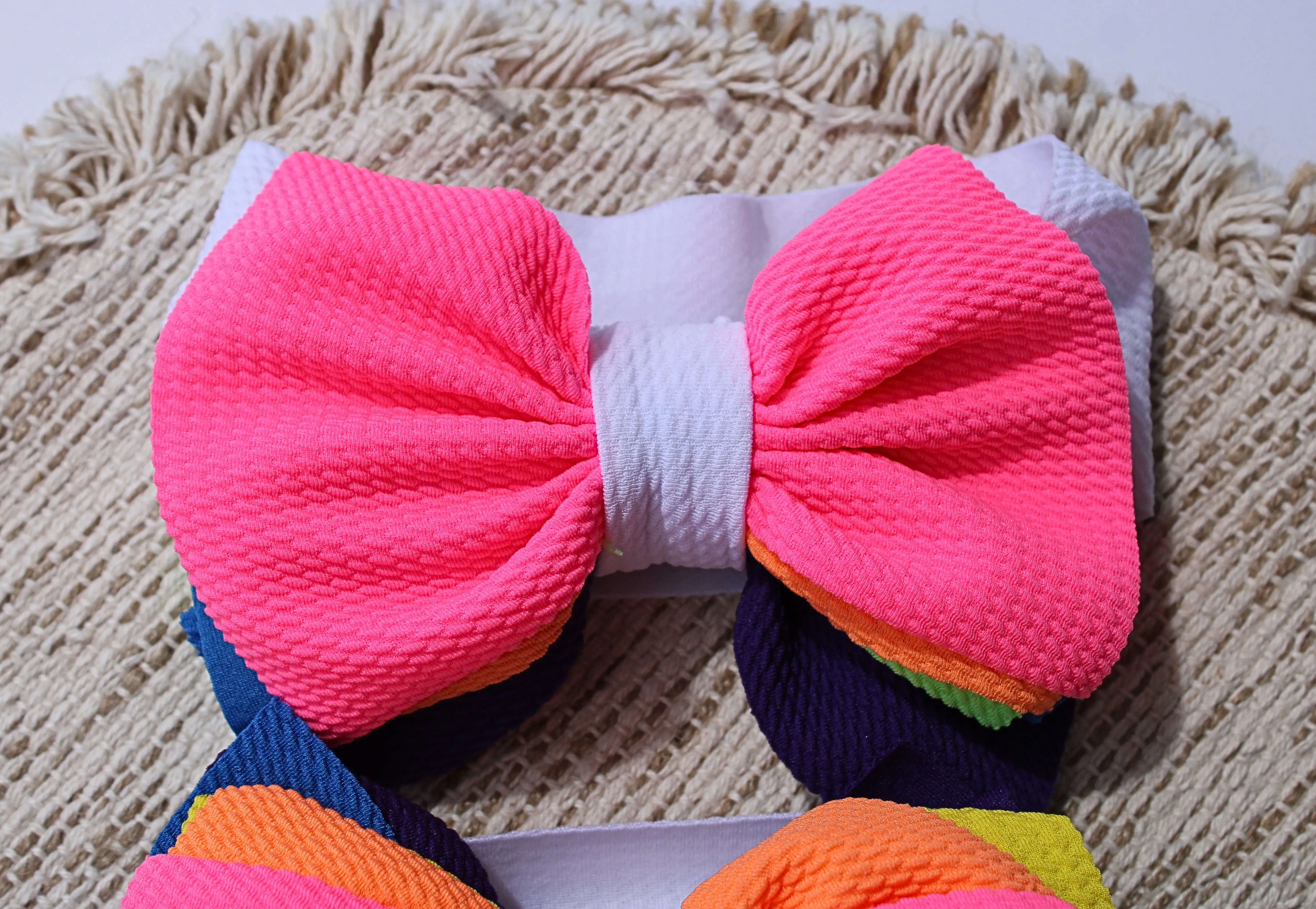 Fluffy Neon Bow Headbands 0-12m