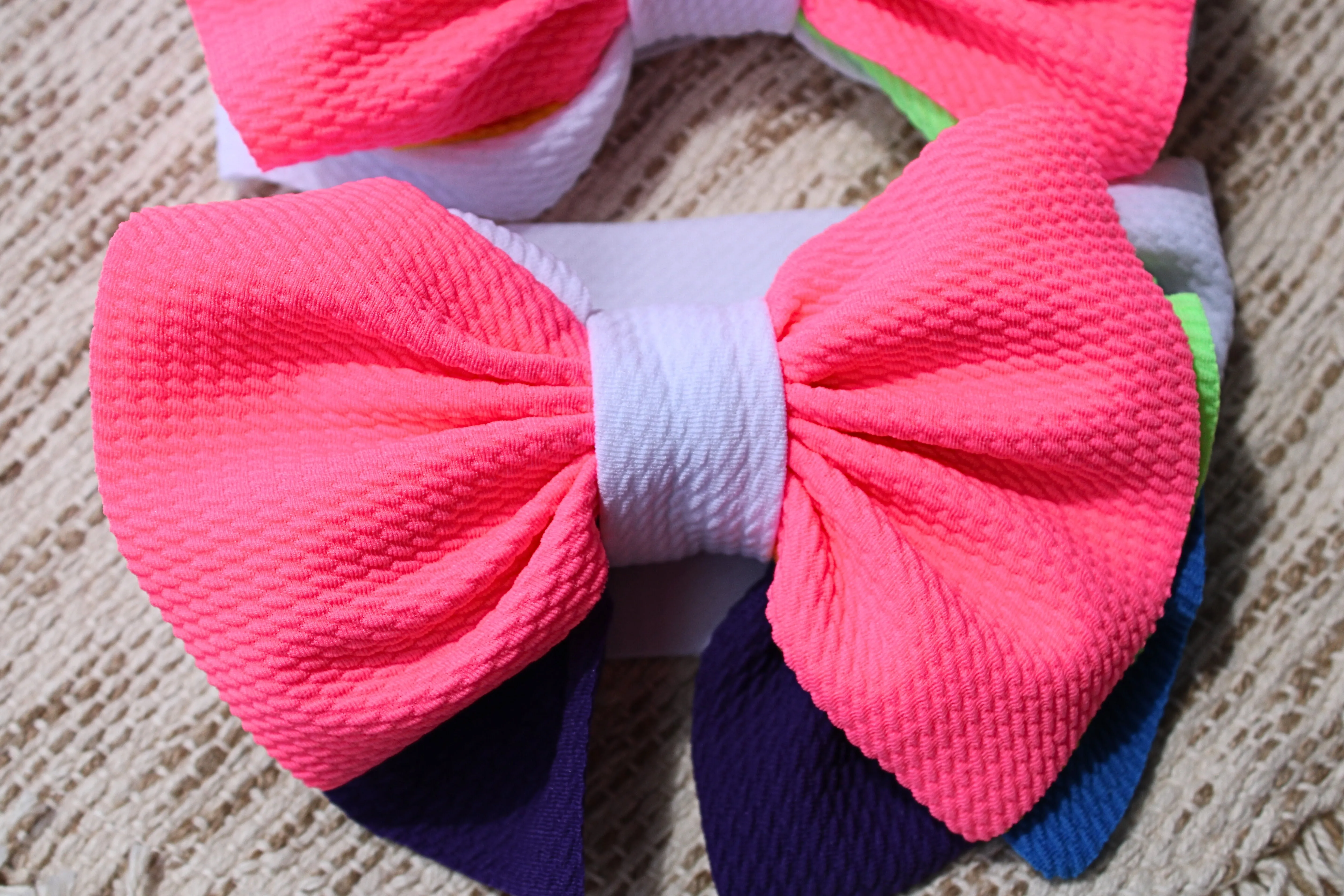 Fluffy Neon Bow Headbands 0-12m