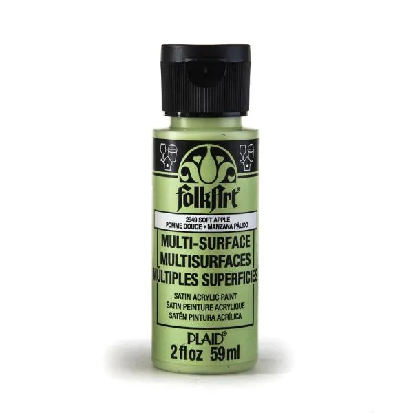 FolkArt Multi Surface Satin Acrylic Paint 2oz, Soft Apple Green