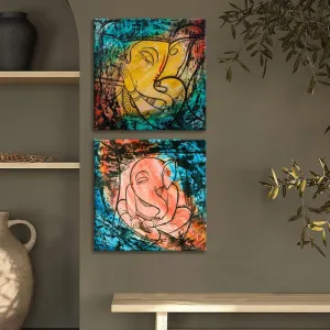 Ganesha Mantra Mural  Wall Art  - Set Of Two