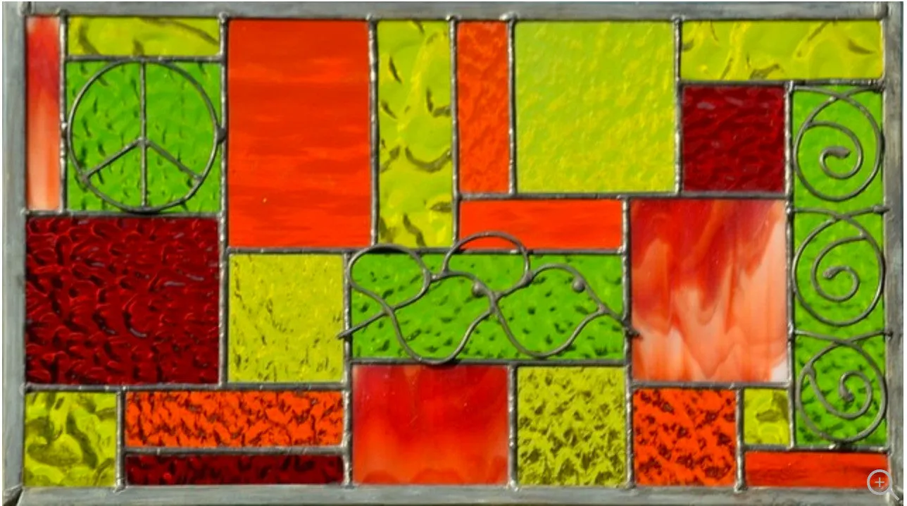 Geometric Stained Glass Window Design Boho Style Stained Glass Panel.  "Go Boho!"