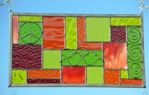 Geometric Stained Glass Window Design Boho Style Stained Glass Panel.  "Go Boho!"