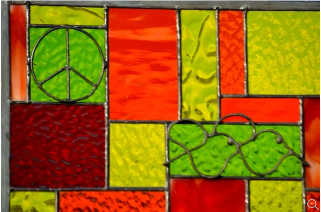 Geometric Stained Glass Window Design Boho Style Stained Glass Panel.  "Go Boho!"