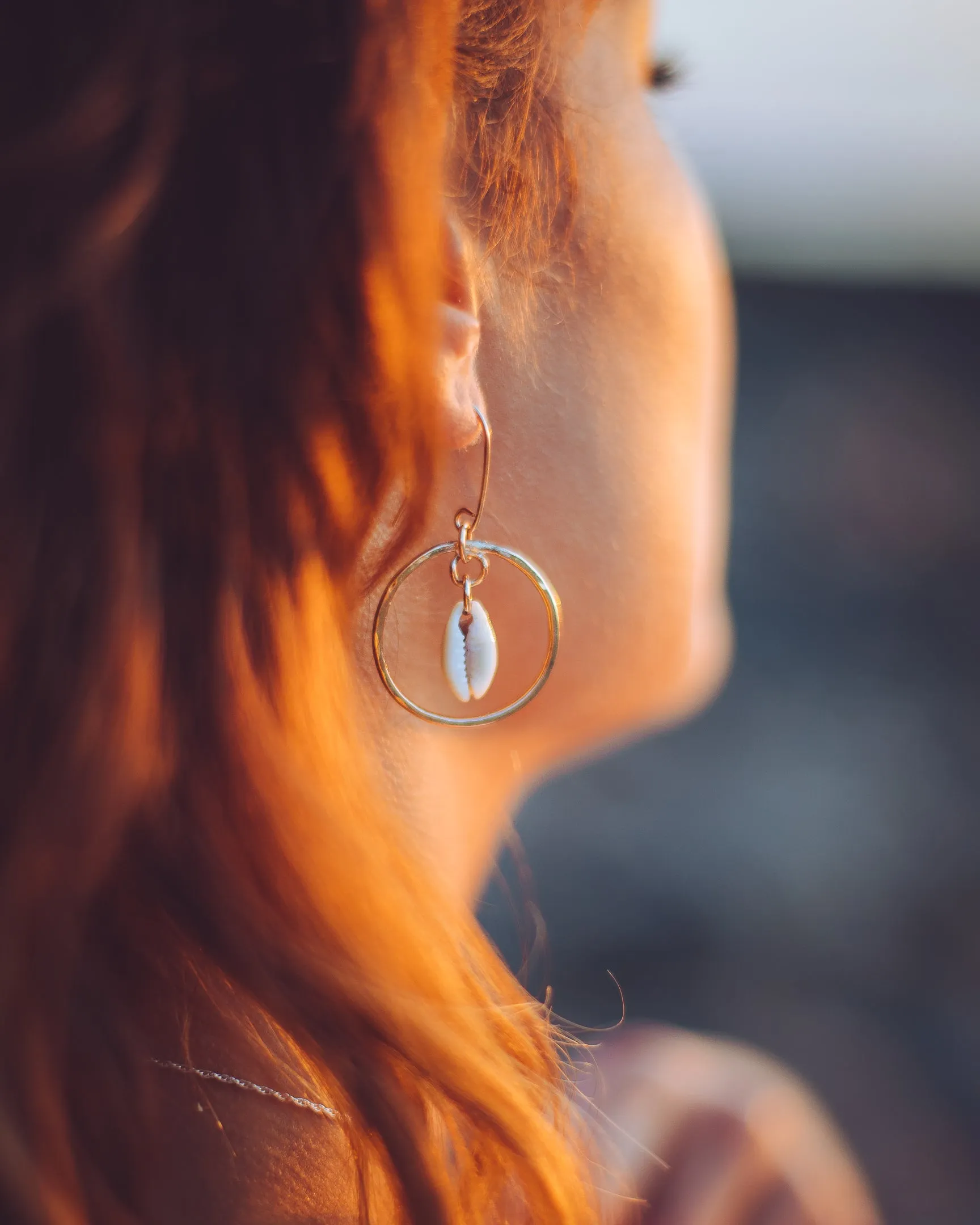 Gold Hoop Cowrie Earrings