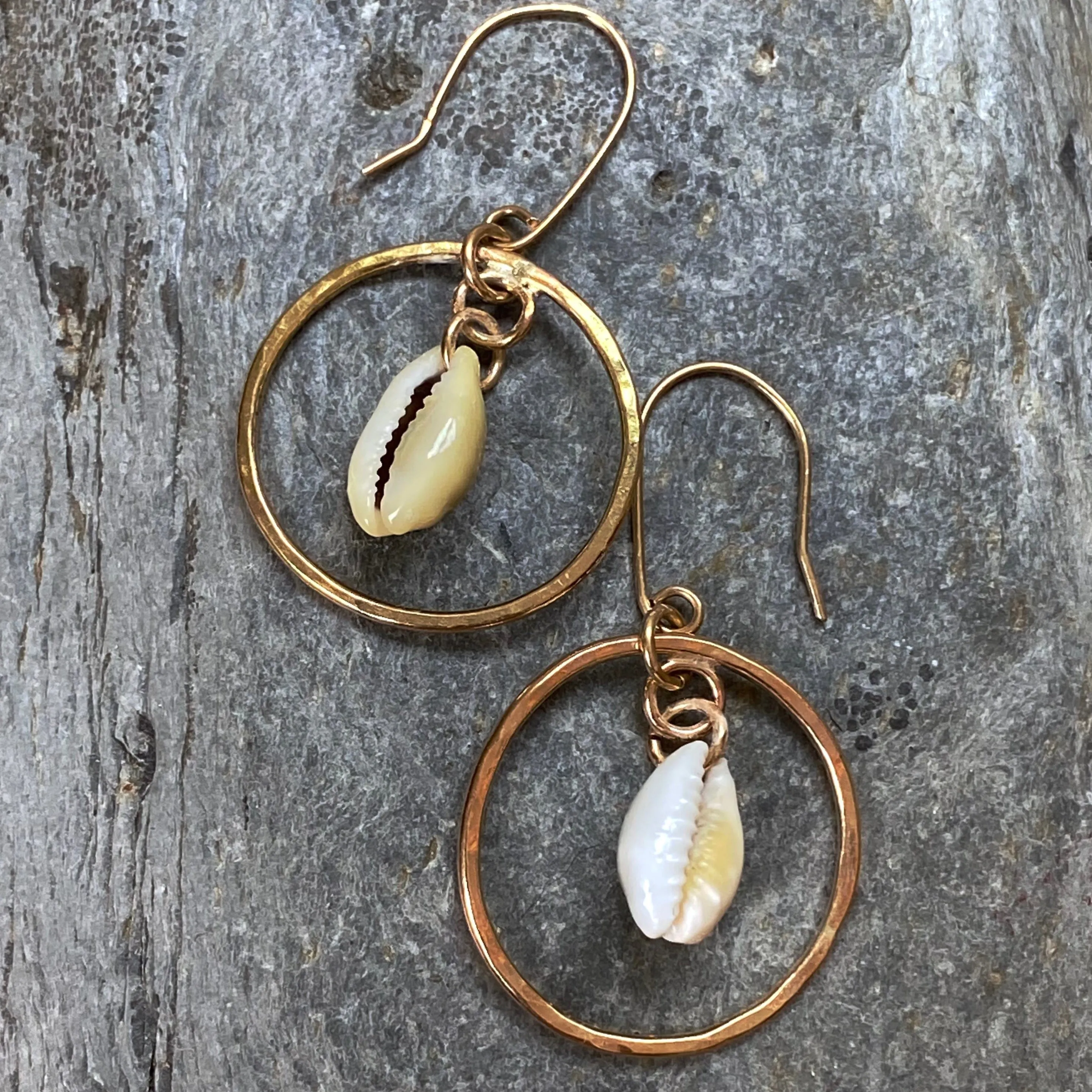 Gold Hoop Cowrie Earrings