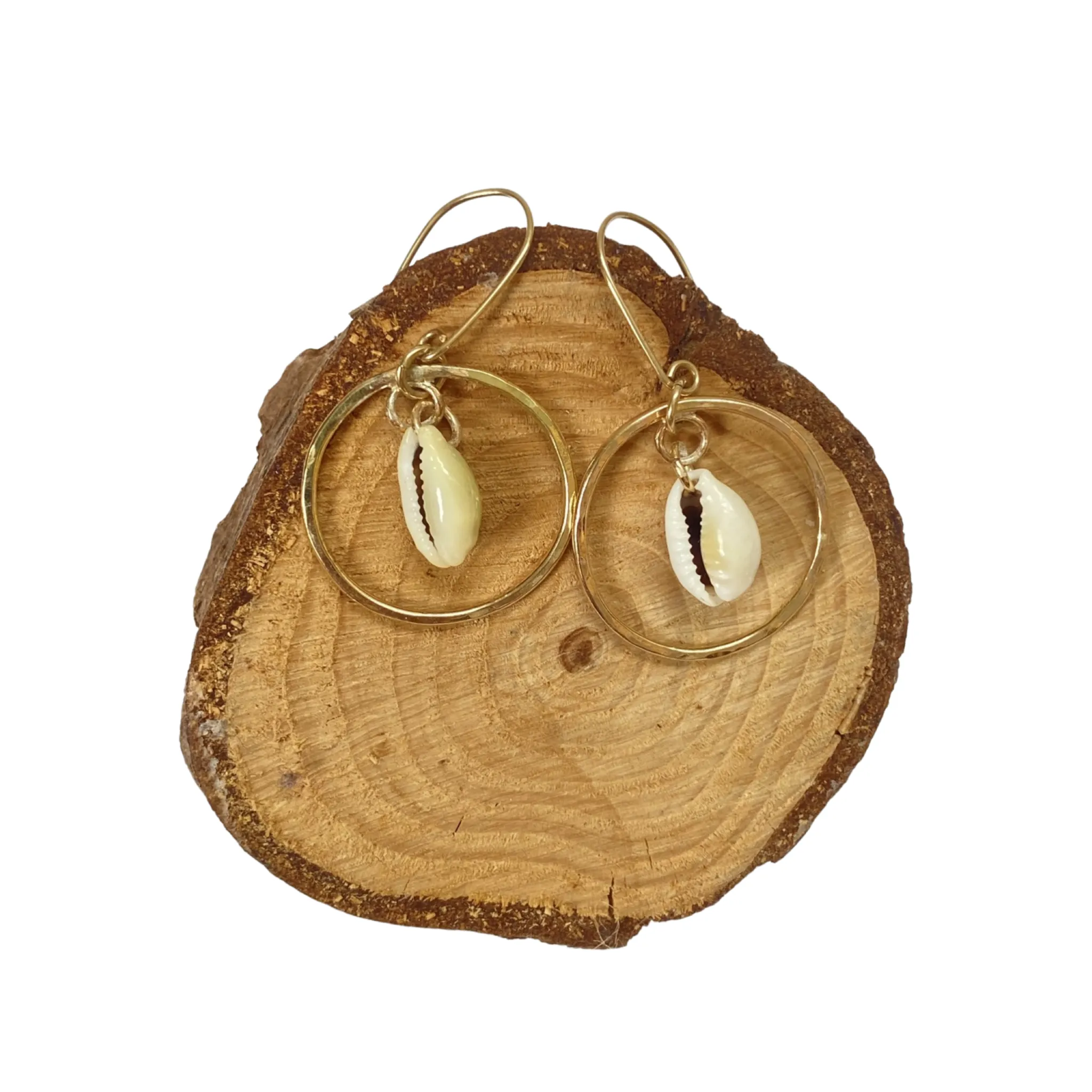 Gold Hoop Cowrie Earrings